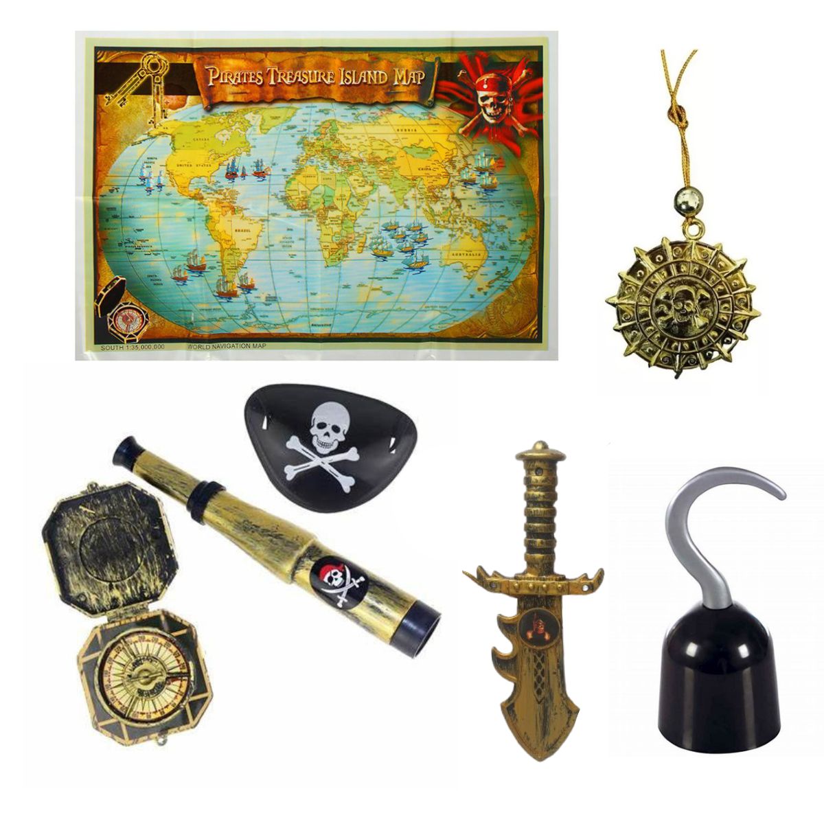 Kit Pirata Fantasia Cosplay Gancho De Mão Guerreiro Kit Pirata Fantasia Cosplay Gancho De Mão Guerreiro